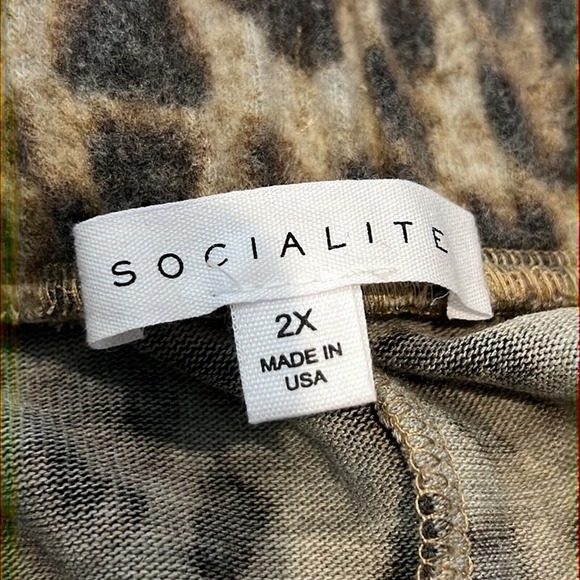 New SOCIALITE Leopard Print Joggers Women's 2X Lounge Sweatpants Made in USA - Picture 3 of 3